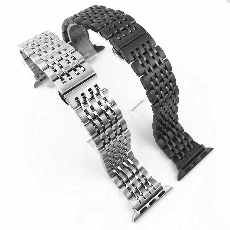 Ремешок для часов из нержавеющей стали Apple Watch Series 4/3/2/1 38 мм 42 качественный кожаный