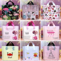 10pcslot fashion plastic gift bag with handle tote bag thick large plastic shopping bags thick boutique gift clothing packaging