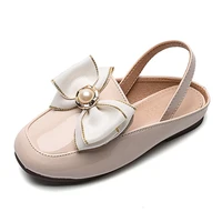 girls sandals 2022 spring beach sandals cute bow shoes kids princess shoe flat anti slip floor slippers teen leather shoe