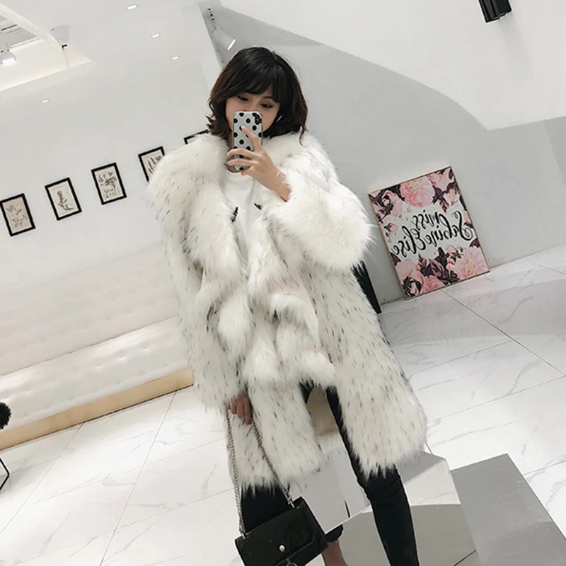 Шуба из искусственного меха с имитацией оплетки пушистый воротник новинка 2021