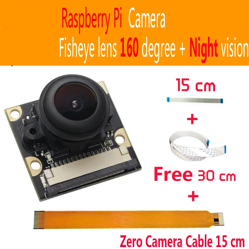 

Raspberry Pi Camera Module 5MP Wide Angle fisheye 160 + Night Vision Surveillance Lenses 1080p for Raspberry pi zero 3B+ 4B