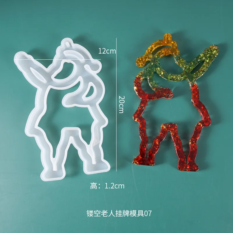 Large Christmas Ornament Hollow Silicone Mold for Resin Art Holiday Star Santa Sweet Home Deco UV Mould Epoxy Crafts |