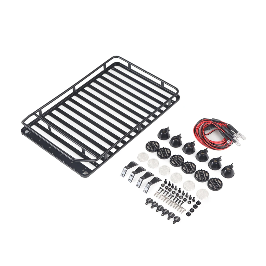 

RC Roof Rack LED Lights Luggage Carrier for 1/10 RC Crawler D90 Axial SCX10