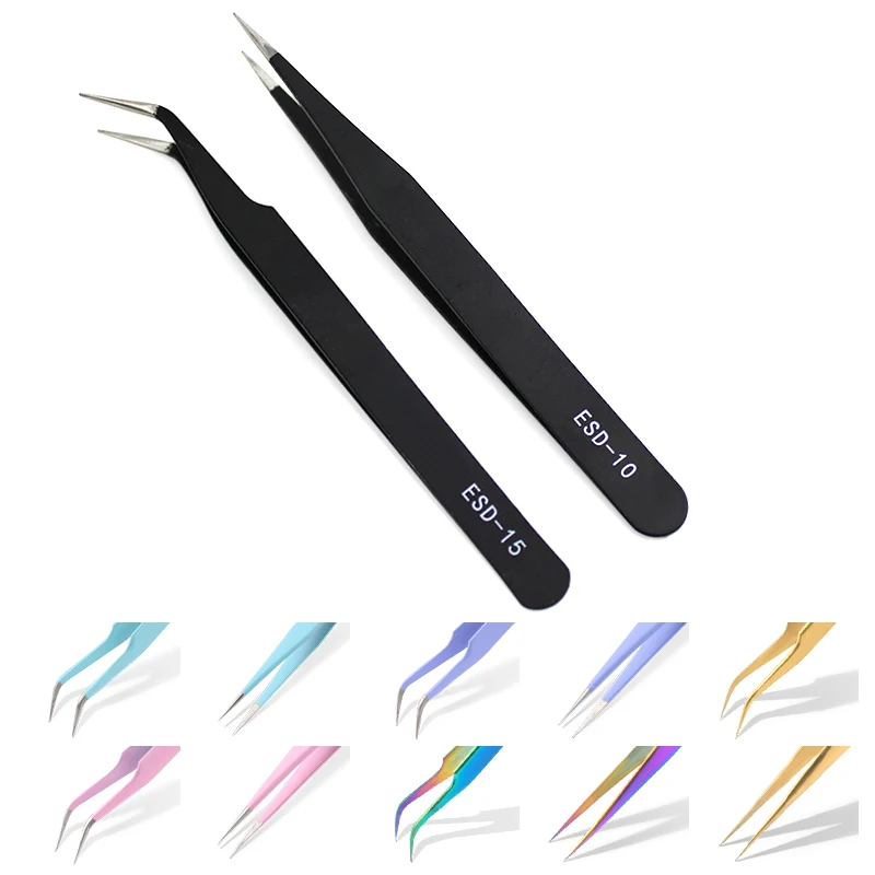 

Excellent Quality Tweezers Bend+Straight New Stainless Steel Industrial Anti-static Cross Tweezers Sewing Accessories Tools