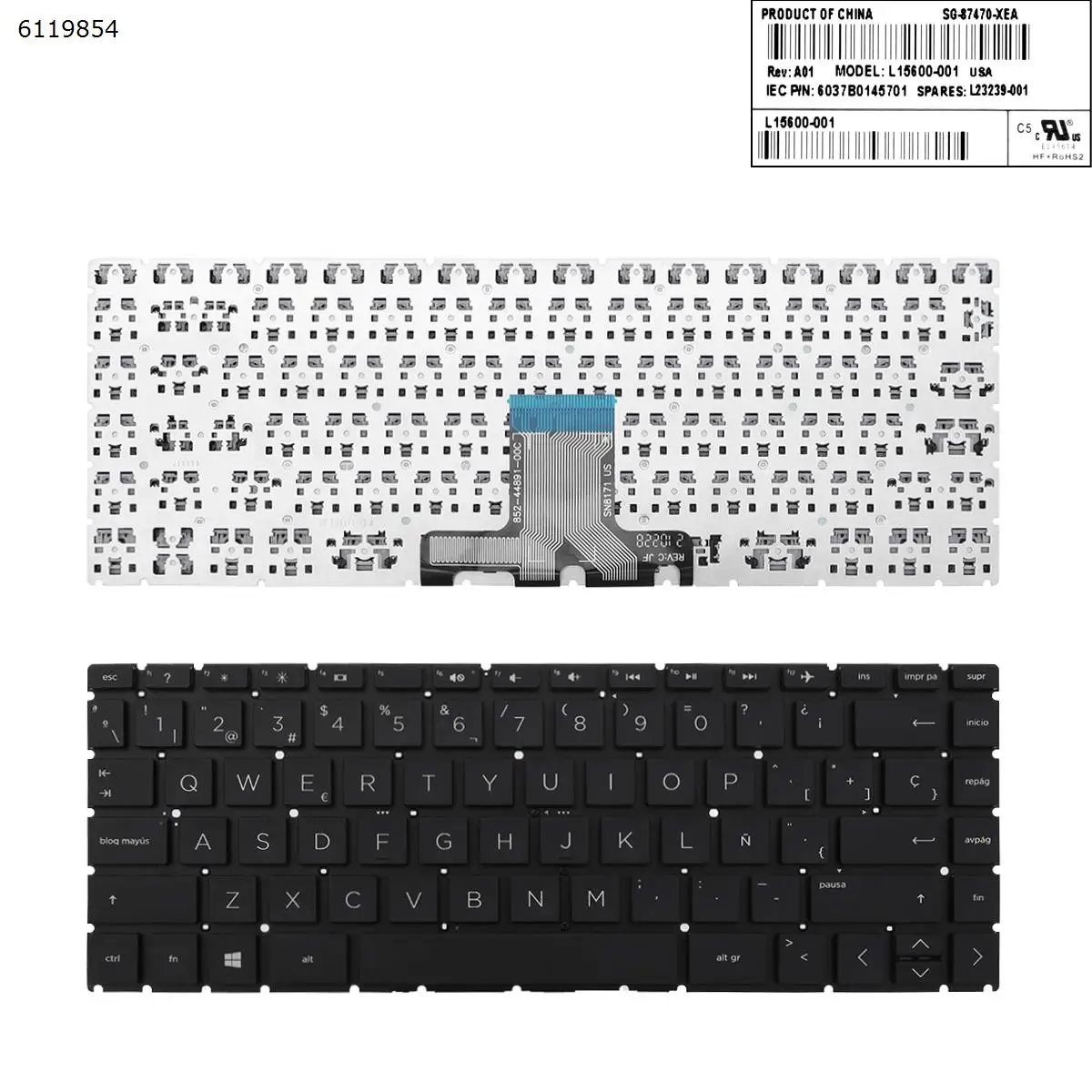 

SP Spanish New Keyboard for HP Pavilion X360 14-CK 14-CD 14-CE 14-CM 14-DG Series Laptop Black NO Frame