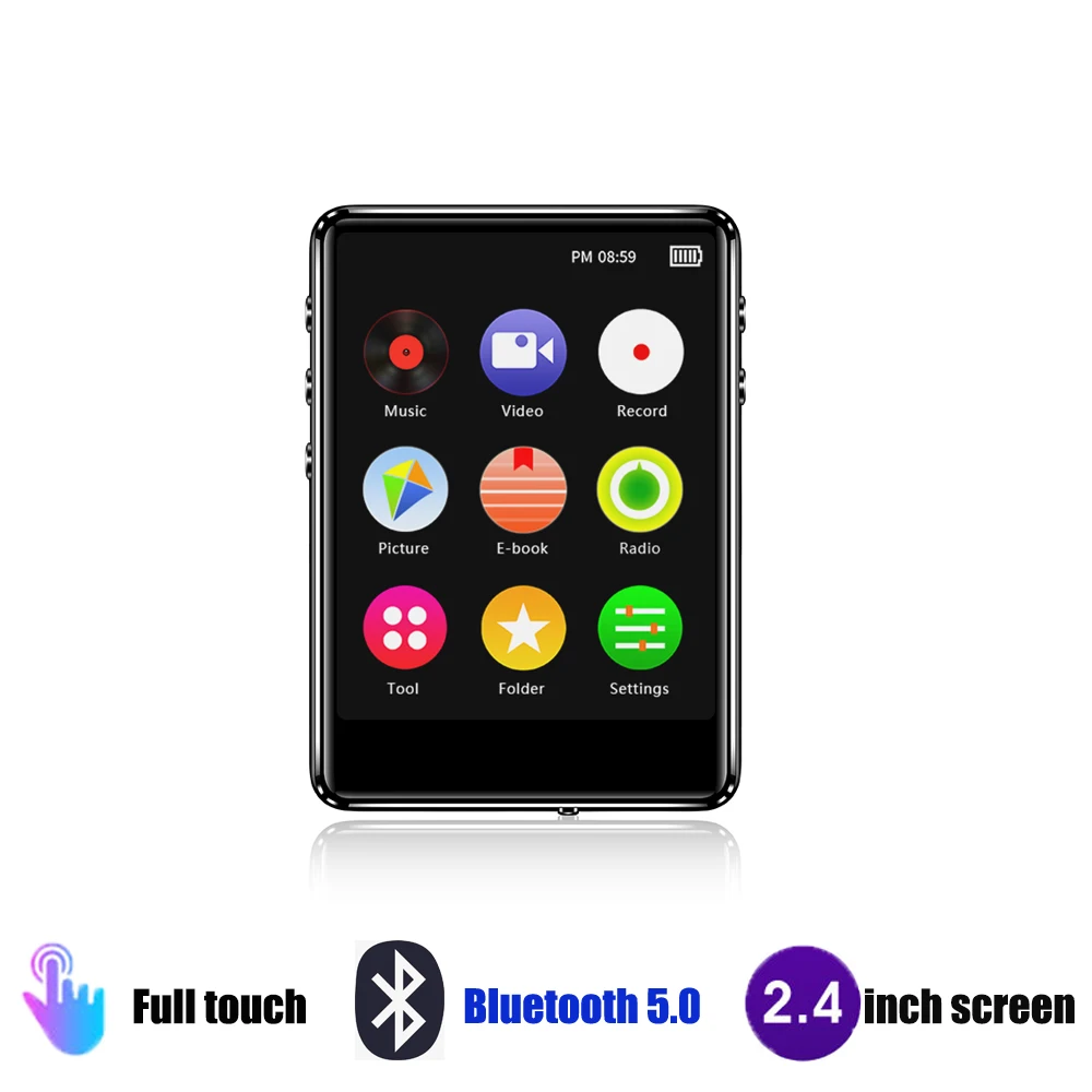 Оригинальный MP3 плеер Bluetooth 5 0 музыкальный с сенсорным экраном 2 4 дюйма HiFi без
