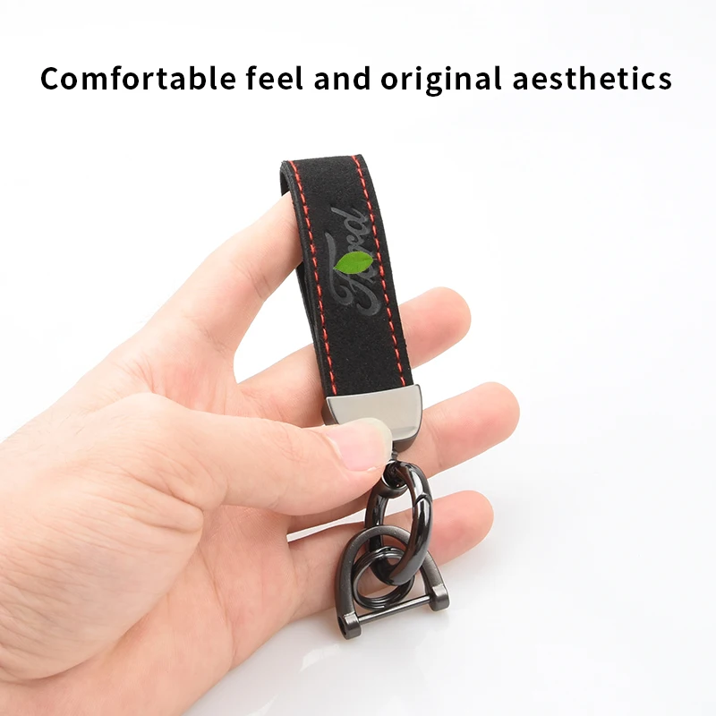 

Suede Key Strap Ford Logo Key Ring for Ford Edge Explorer Flex Taurus Falcon Escort Everest Ranger Keychain