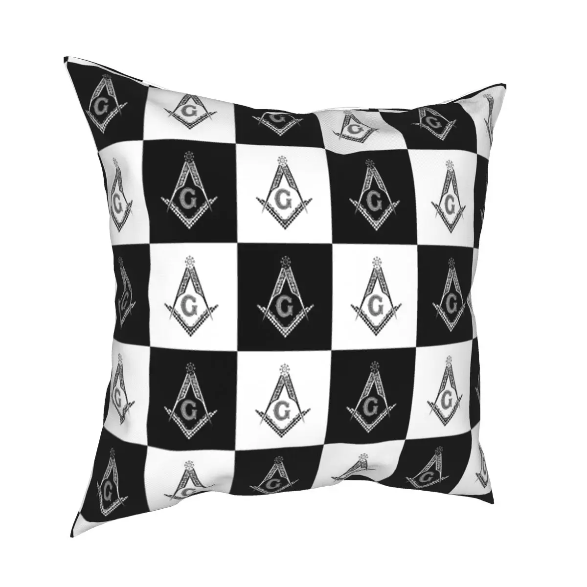 

Freemason Checkered Pillowcase Decoration Square Masonic Mason Cushions Throw Pillow for Living Room Double-sided Printing