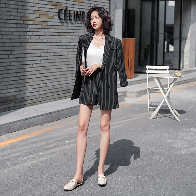 Женская одежда офисный костюм для дам женский новый длинный полосатый