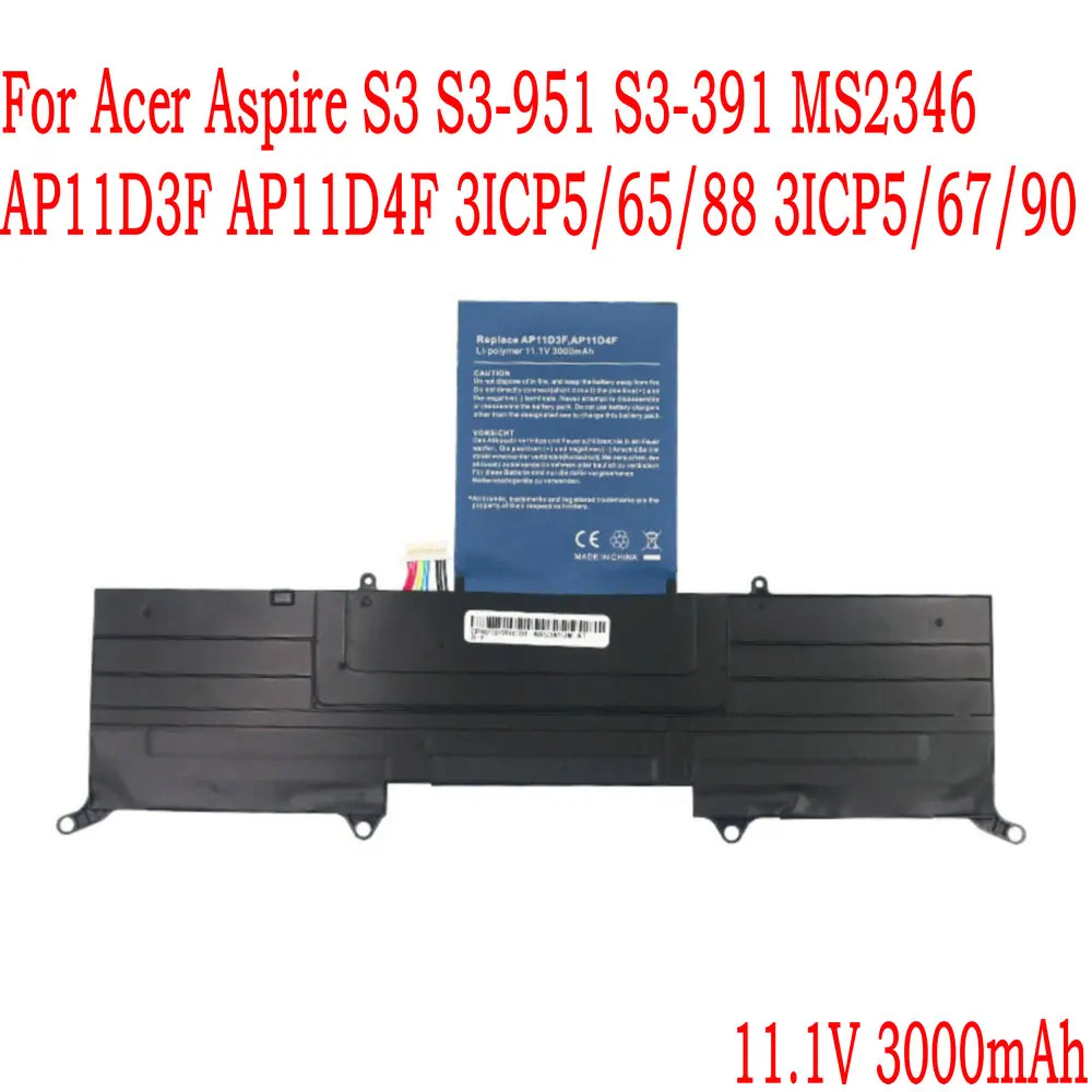 Высококачественный аккумулятор AP11D3F для ноутбука Acer Aspire S3 951 MS2346 AP11D4F 3ICP5/65/88