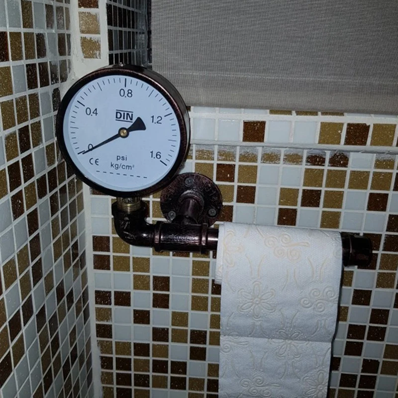 

Wrought iron paper towel rack water pipe solid wood paper towel rack rack bathroom rack roll paper box