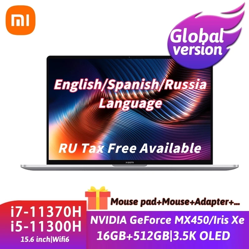 Ноутбук Xiaomi Mi Notebook Pro 15 Intel Core i7-11370H/i5-11300H 3 5 K OLED экран 6 дюйма 16 ГБ + 512 MX450 компьютер