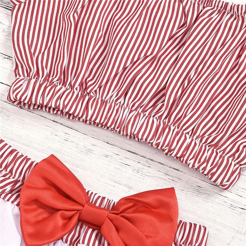 

2020 Summer Children Set Infant Baby Cute Striped Print Tops+Short Pant+Head Band 3pcs For Toddler Girls Kids Outwear Clothing