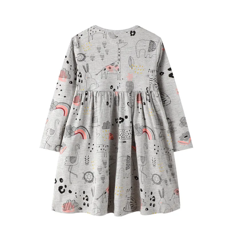 Cat Applique Girls Dresses Cotton Princess Long Sleeve Baby Dress Animals Children Costume Party Cute | Детская одежда и обувь