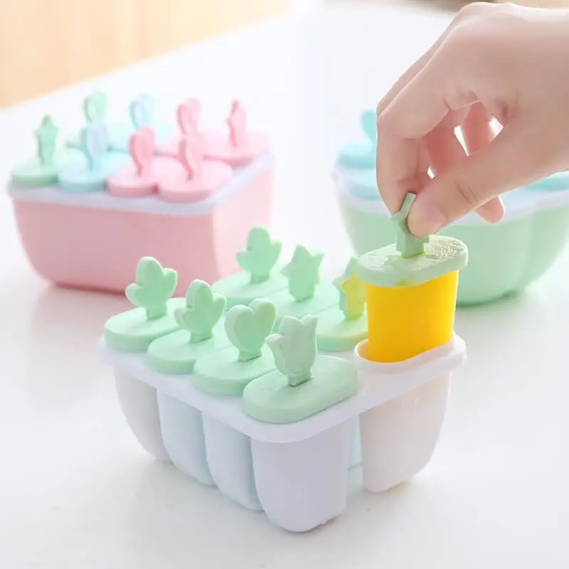 

Candy Color DIY Ice Cream Mold 6 8 Cells Ice Cube Molds Summer Popsicle Maker Platsic Kitchen Tools Lolly Mould