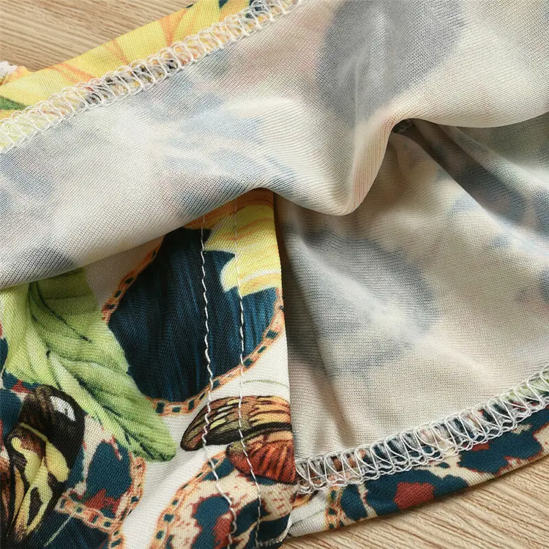 Детский купальник с подсолнухами для девочек модный детский бикини оборками и