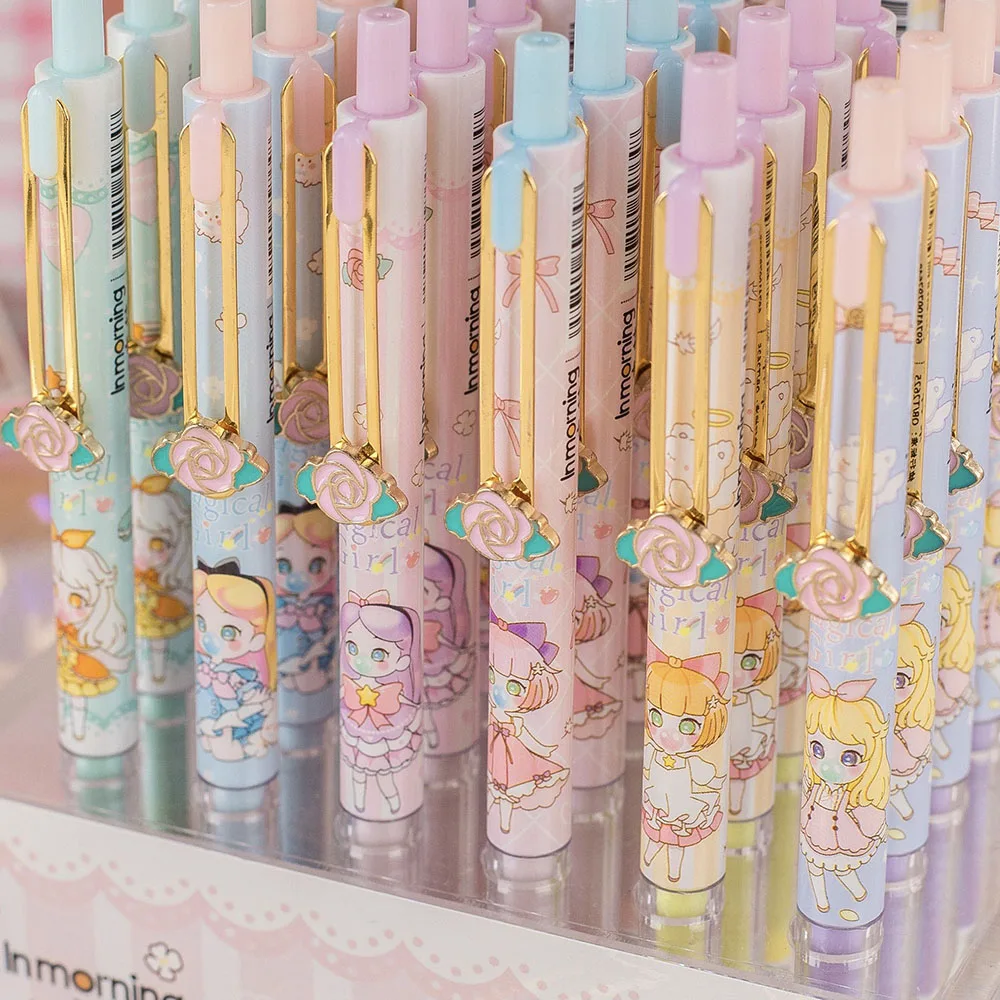 

Гелевая ручка с металлическим зажимом Magic Girls, 2 шт./лот, 0,5 мм, черные чернила