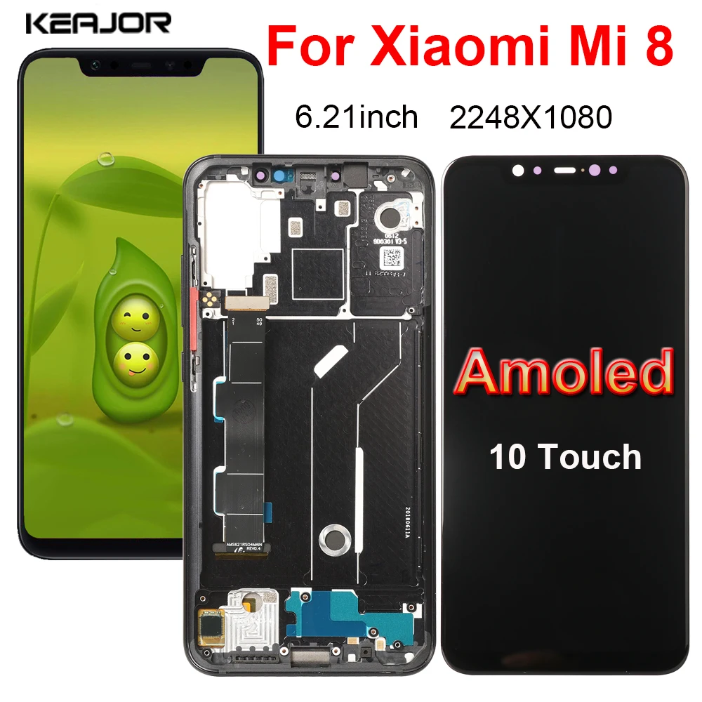Amoled экран для Xiaomi Mi 8 Mi8 ЖК дисплей сенсорный сменный дигитайзер в сборе M1803E1A