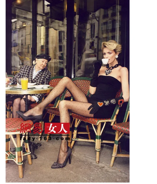 1PC Sexy Women Pantyhose Tights Summer Nylon Polka Dot Print Stockings Seamless Fishnet Mesh Female Hosiery Vintage Faux Tattoo | Женская