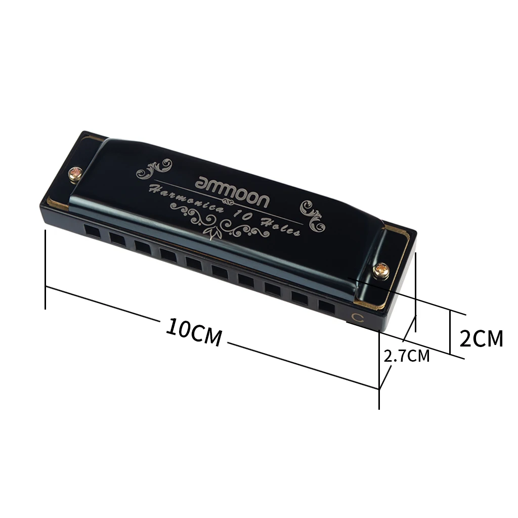 Ammoon Harmonicas 10 отверстий 20 Тон Ключ C серебристого цвета блюз Джаз фолк-рок