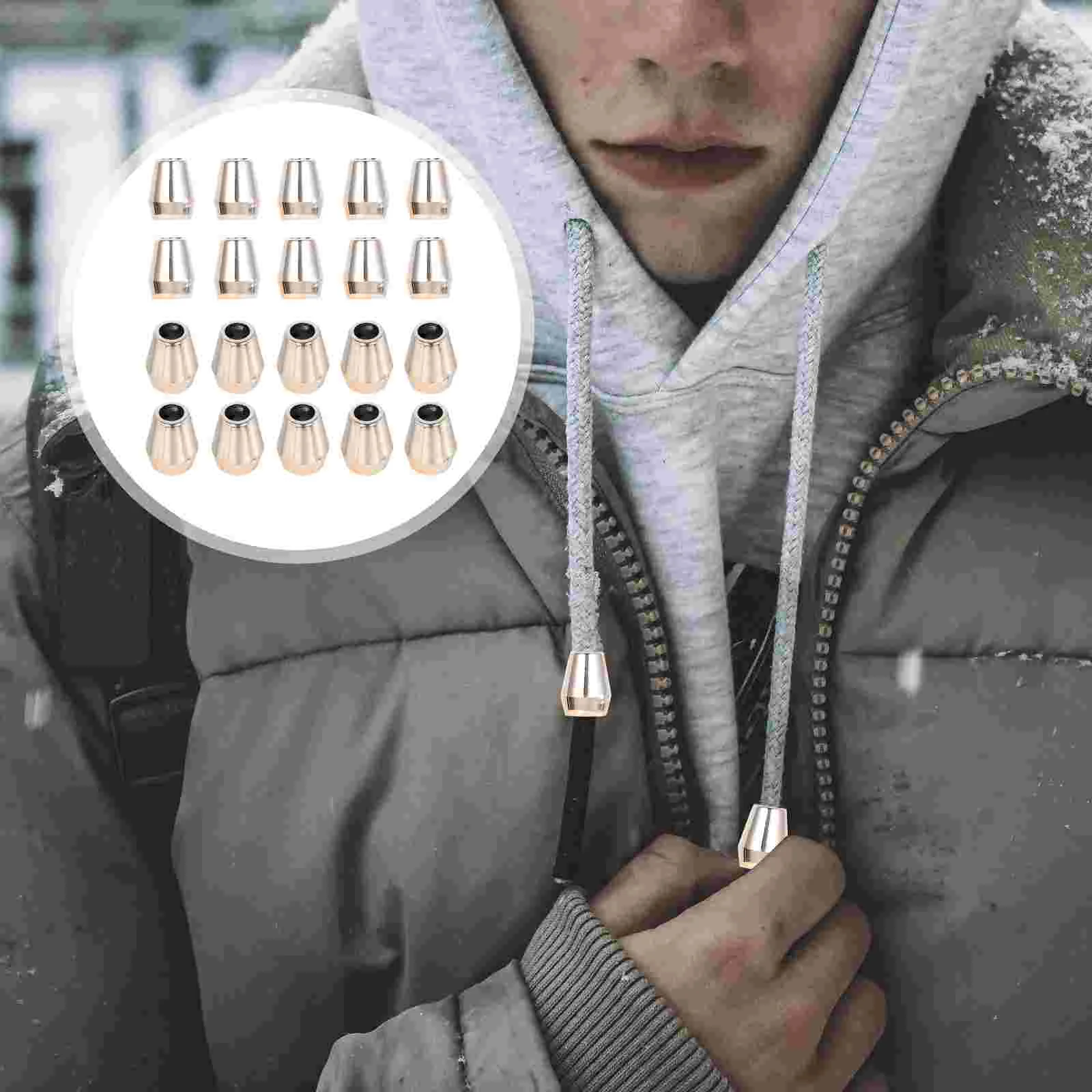 

100pcs End Stopper Cord Rope Ends Locks Lanyard Clips Fastener for Down Jackets