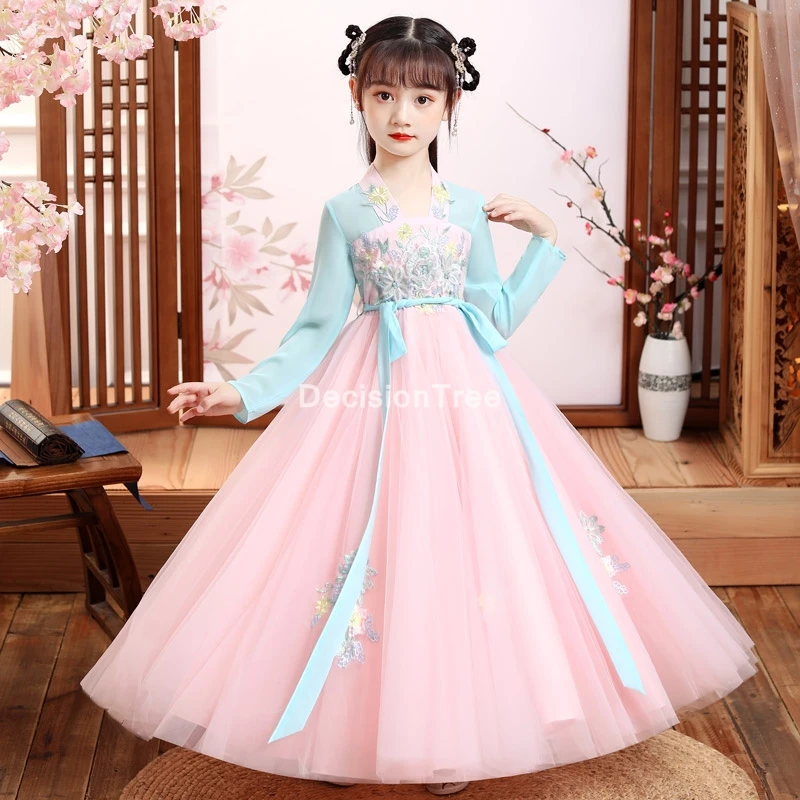 

2022 traditional chinese folk dance dance costumes girl kids children ancient opera tang dynasty han ming child hanfu dress