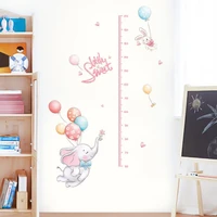 cartoon elephant height stickers childrens room decor removable girls baby height measuring chart stickers