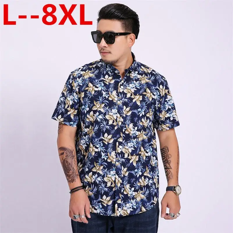

6XL 5XL New Arrival 8XL Mens Hawaiian Shirt 2020 Male Casual Camisa Masculina Printed Beach Shirts Short Sleeve Brand Clothing