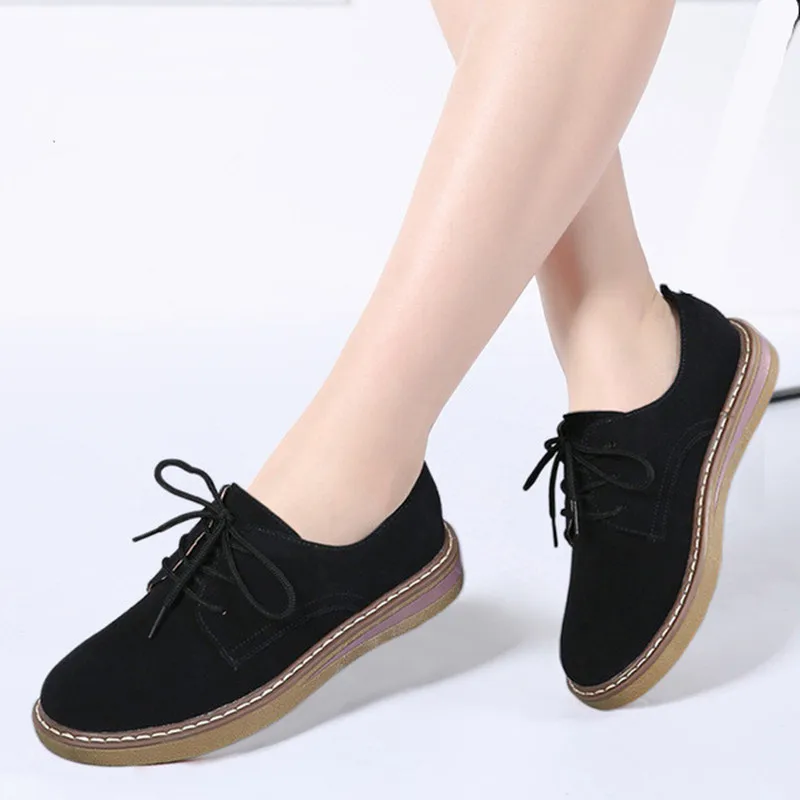 Туфли-оксфорды женские Кожаные Замшевые кроссовки на шнуровке топ-сайдеры