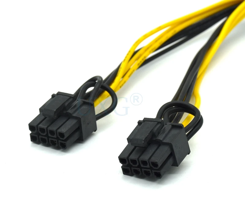 

CPU 8Pin to 2*8pin(6+2) Graphics Card for miner Double PCI-E PCIe 8Pin ( 6Pin + 2Pin ) Power Supply Splitter Cable Cord 20cm