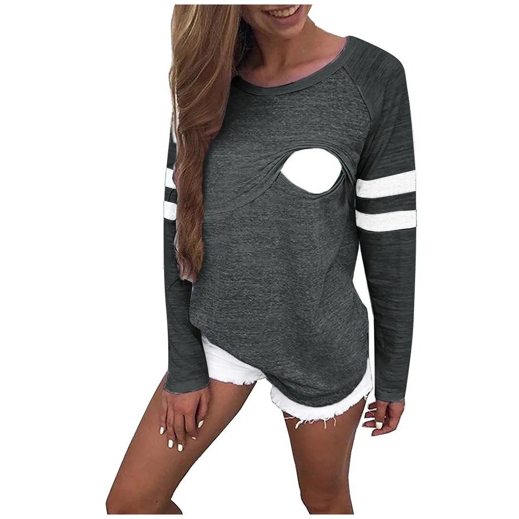 Хит продаж топы для беременных женские с длинными рукавами цветные кормящих мам