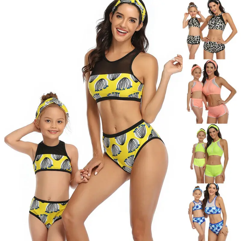 Семейные купальники спортивные женские Детские бикини для мам купальный костюм |
