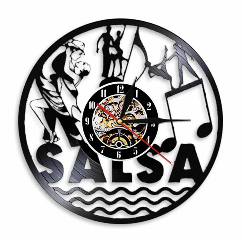 

Salsa Dance Latin Dance Wall Art Dancing Couple Vinyl Record Wall Clock Latin Ballroom Dance Studio Decorative Clock Dancer Gift