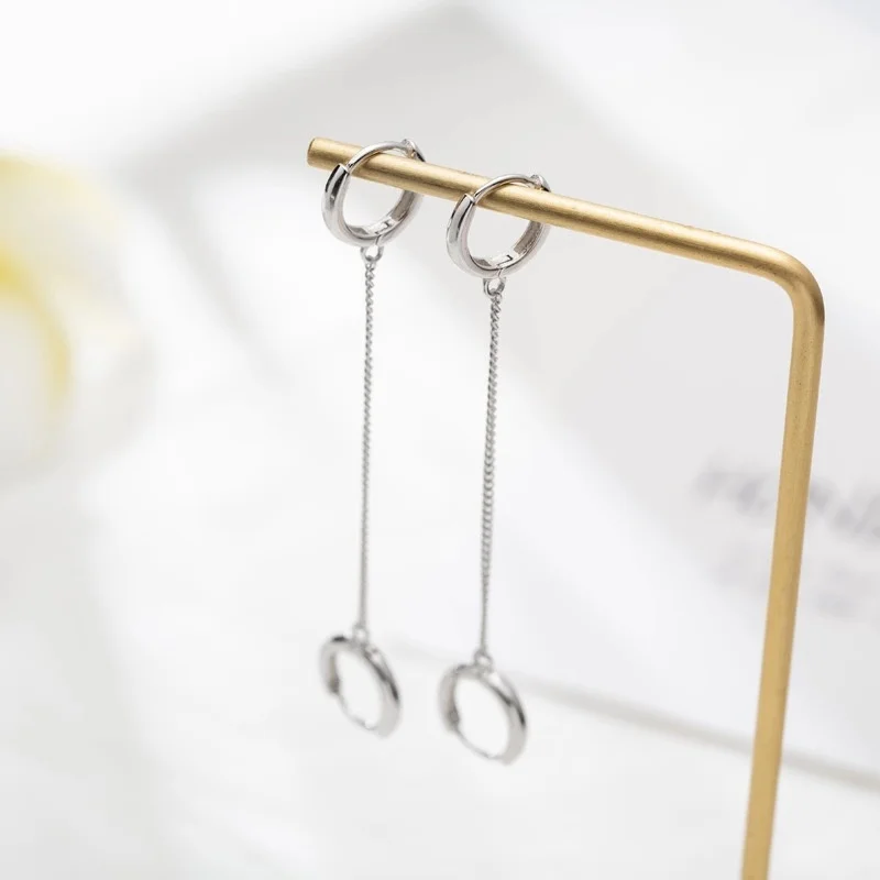 ZOBEI минималистский личности круг Висячие серьги для женщин Аутентичные 925 пробы серебряные ювелирные