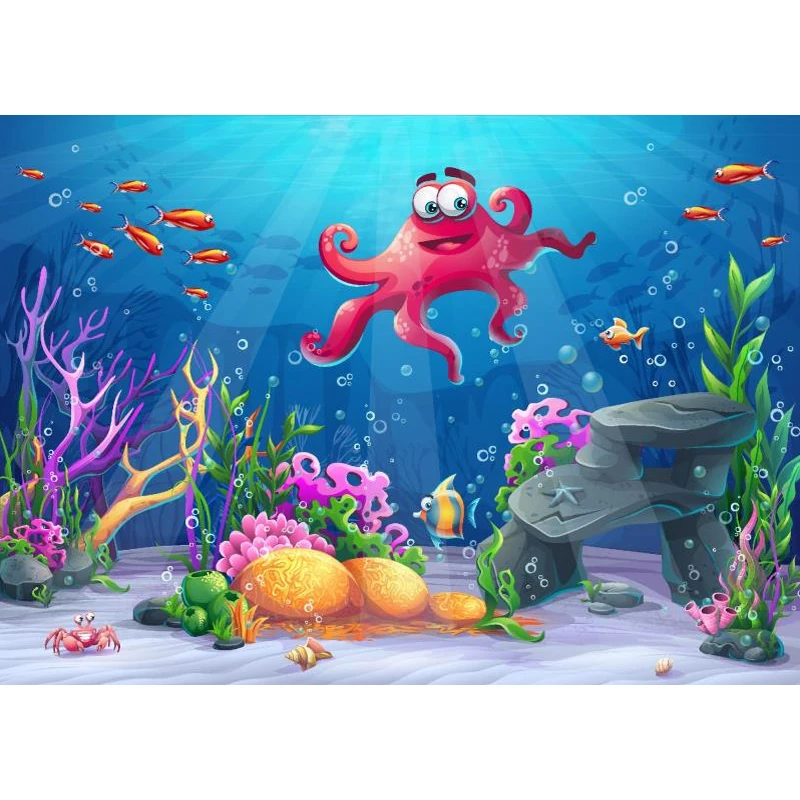 Пользовательские Подводный Морской Мир 3D Мультфильм Осьминог Обои Фреска для