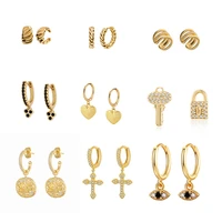 isueva gold color hoops earrings for women pendientes star cross moon zircon huggie dangle earrings jewelry wedding wholesale