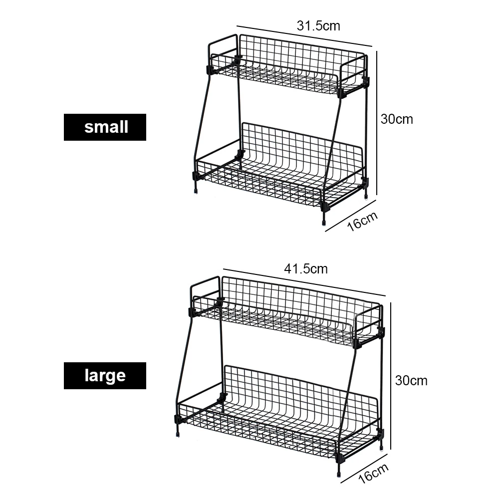 

Double Layer Iron Wire Storage Rack Kitchen Basket Hollow Dish Home Bathroom Shelf Desktop Organizer Decor Dish Rack Shelf