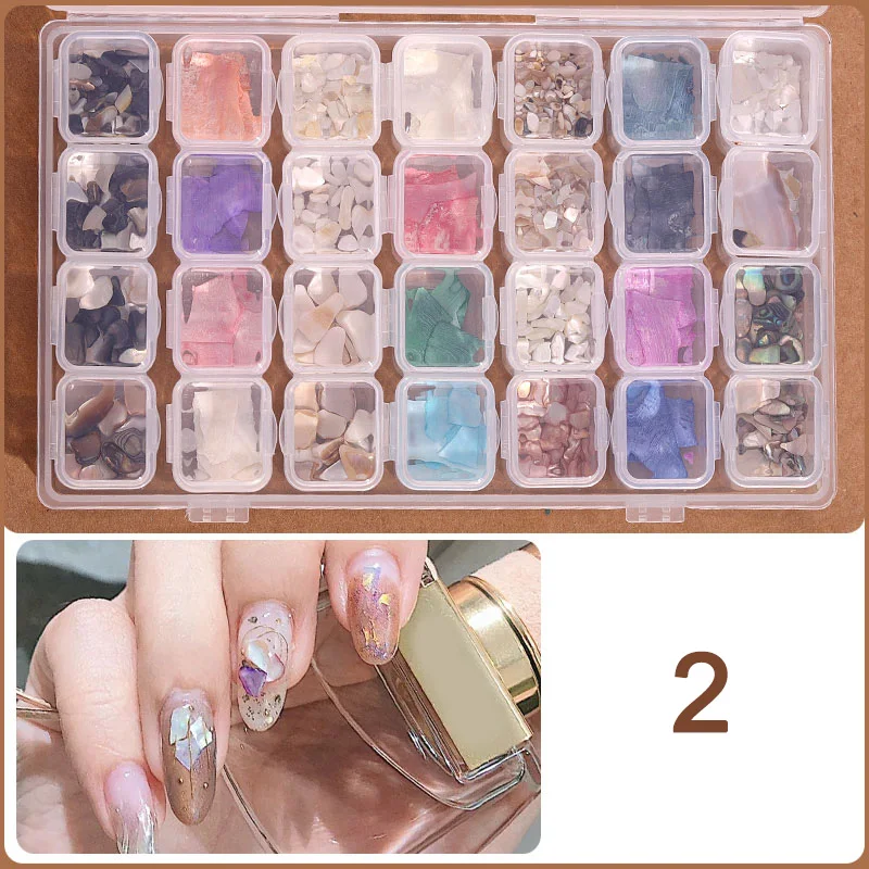 2019 28 Cells Nail Art Decorations Set Mix Pearls Metal Rhinestone Flakes DIY Accessories Kits for UV Gel Nails |