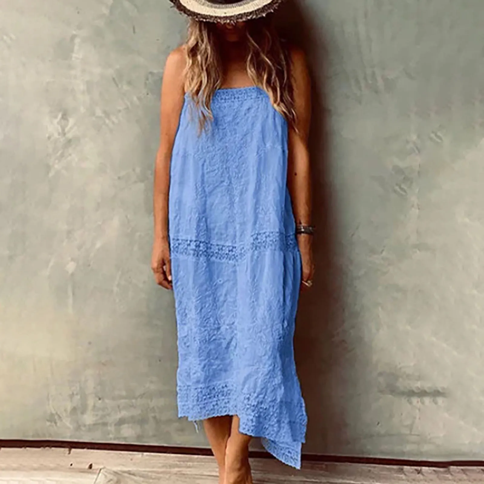 Для женщин из хлопка и льна с кружевом летнее платье в стиле ретро 2021