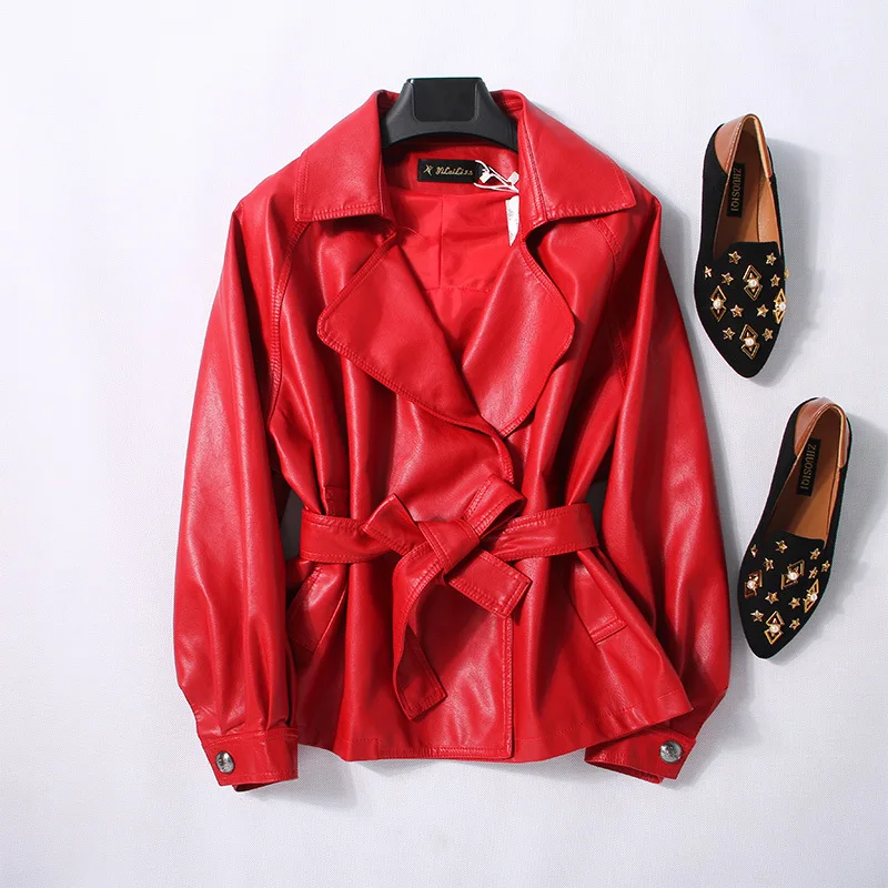 

Элегантная кожаная куртка для женщин, Новое поступление 2021, осенне-зимнее приталенное коричневое черное Брендовое высококачественное дамс...