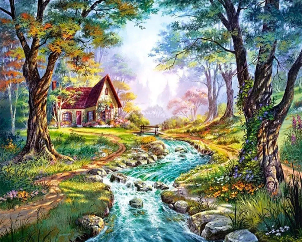 5D DIY Landscape Diamond Painting Mosaic Full Round Drill Embroidery Seaside Scenery Plant Picture Home Decoration Gift | Дом и сад