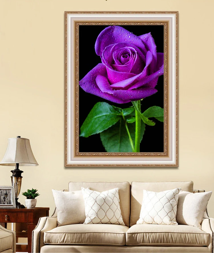 DIY 5d diamond painting embroidery Purple rose round cross stitch kits gift home decoration | Дом и сад