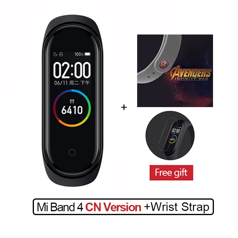 CN Add Gray Avenger Новейший Xiaomi mi-браслет 4, фитнес-браслет с цветным экраном, Bluetooth 5,0, смарт-браслеты 4, сменный mi Band 3 - Цвет: CN Add Gray Avenger