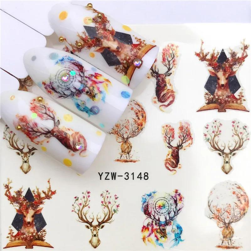 2021 NEW Christmas Snow Santa Claus Elk Snowman Nail Sticker Water Transfer Manicure Tips Decals Xmas Gift | Красота и здоровье