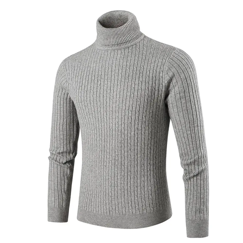 

Men Clothing Korean Fashion Sweater High Neck Long Sleeve Jumper Autumn Winter Casual Warmer Knitwear Top Slim Fit Pullover