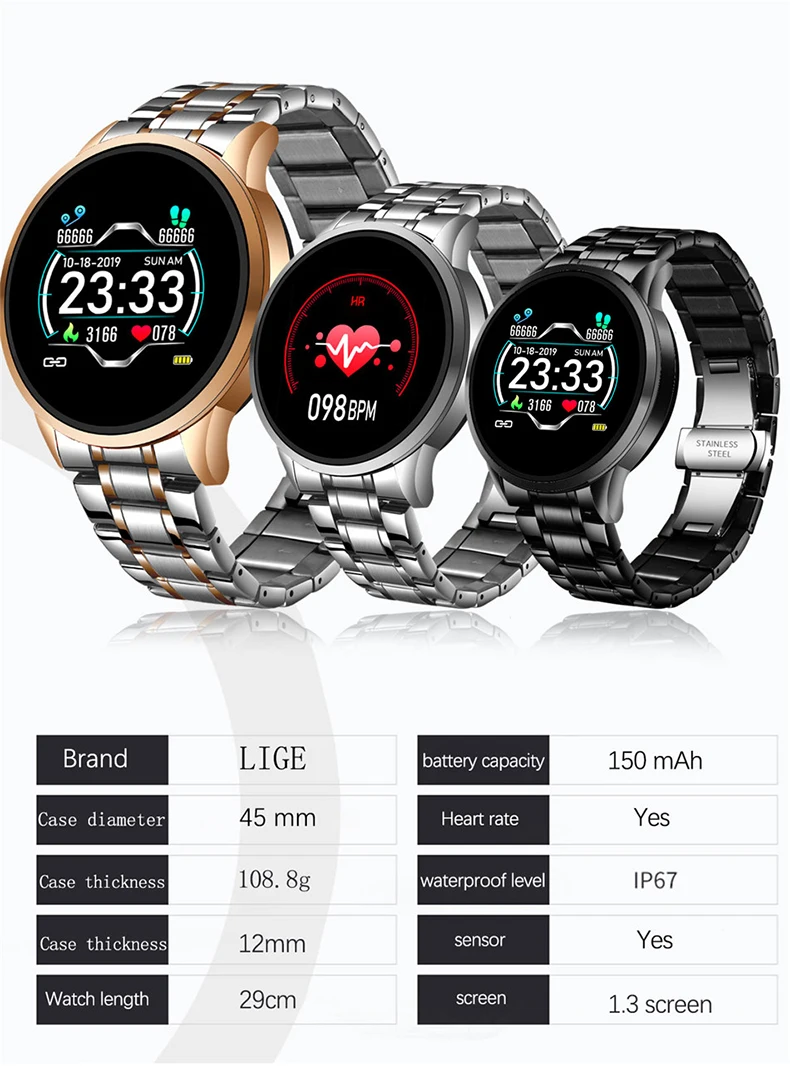 

2021 New Smart Watch Men Heart Rate Blood Pressure Information Reminder Sport Waterproof Smart Watch for Android IOS Phone