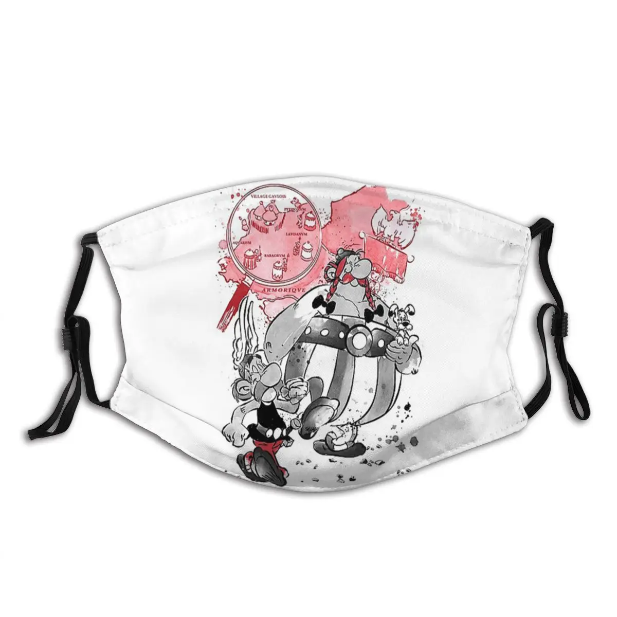 

Les Heros Gaulois Asterix Obelix Gauls Comic Cartoons Washable Trendy Mouth Face Mask Windproof Dust Proof with Filters Earloop