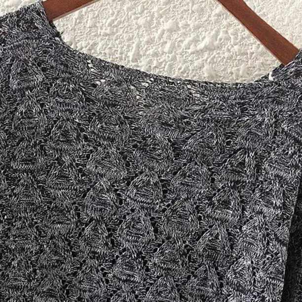 

Women 2020 New Korean Elegant Solid Cashmere Soft Oversized Hollow Out Bat Long Sleeve Loose V Neck Sweater Female Pullovers Top
