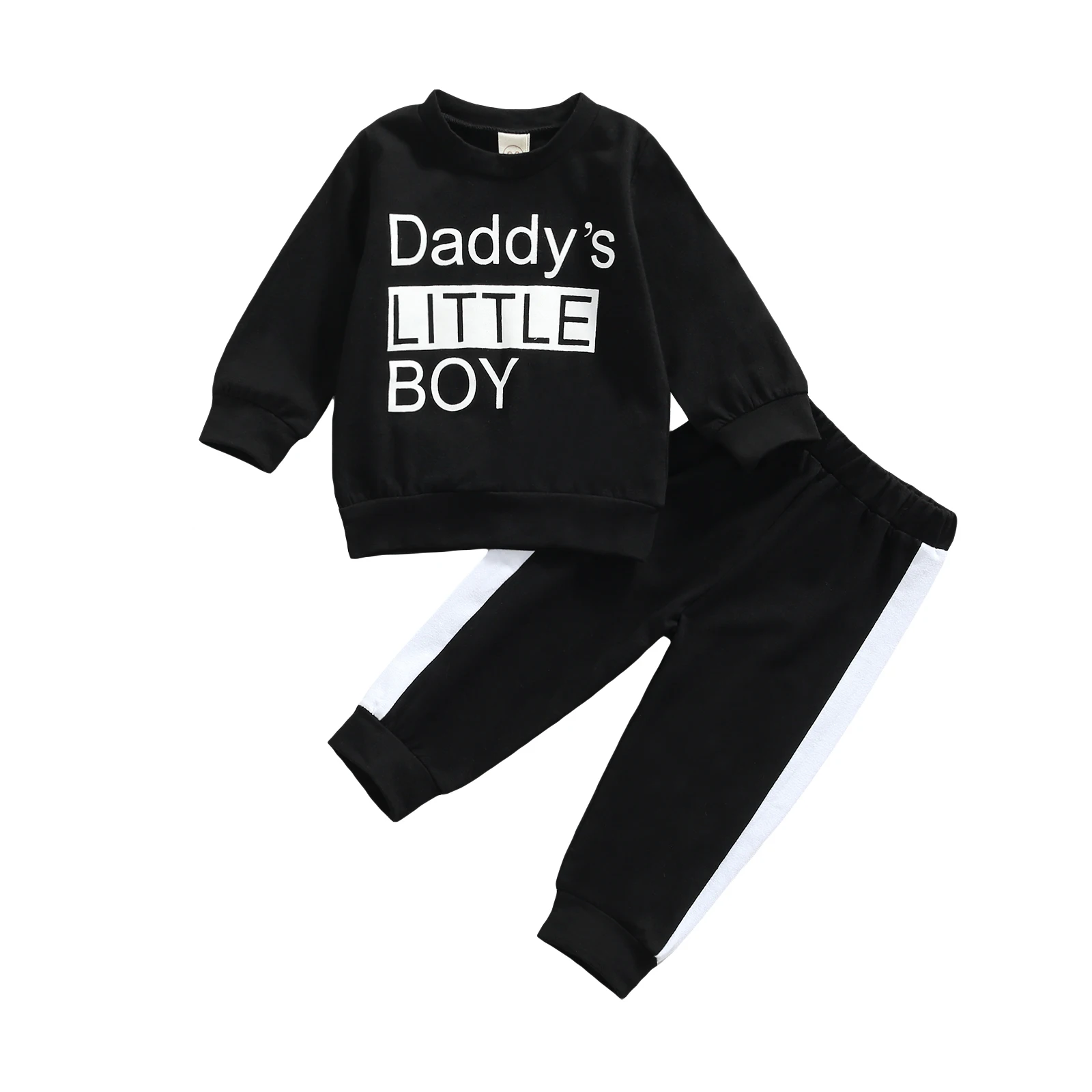 

Осенний комплект одежды для маленьких мальчиков, Топ с длинным рукавом и круглым вырезом с буквенным принтом + Комбинированные брюки с эластичным поясом, женский костюм