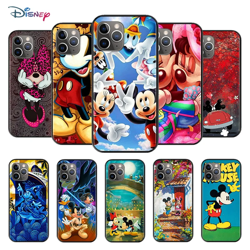 

Disney Cartoon Animation Cute Mickey Mouse For Apple iPhone 12 11 XS Pro Max Mini XR X 8 7 6 6S Plus 5 SE Soft Black Phone Case
